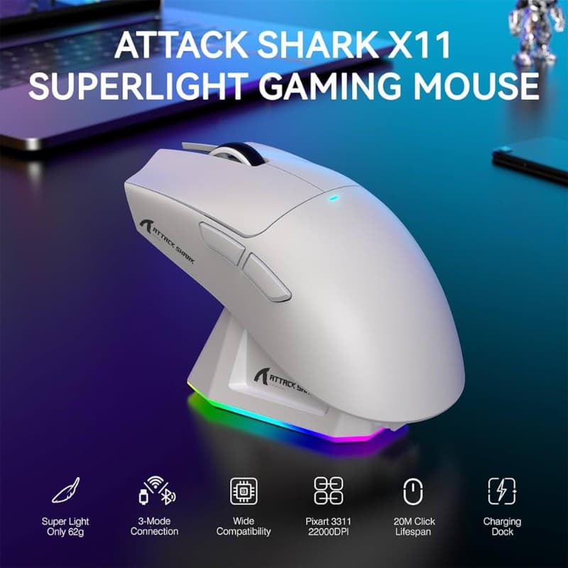 ATTACK SHARK Souris S Fil Charging Dock